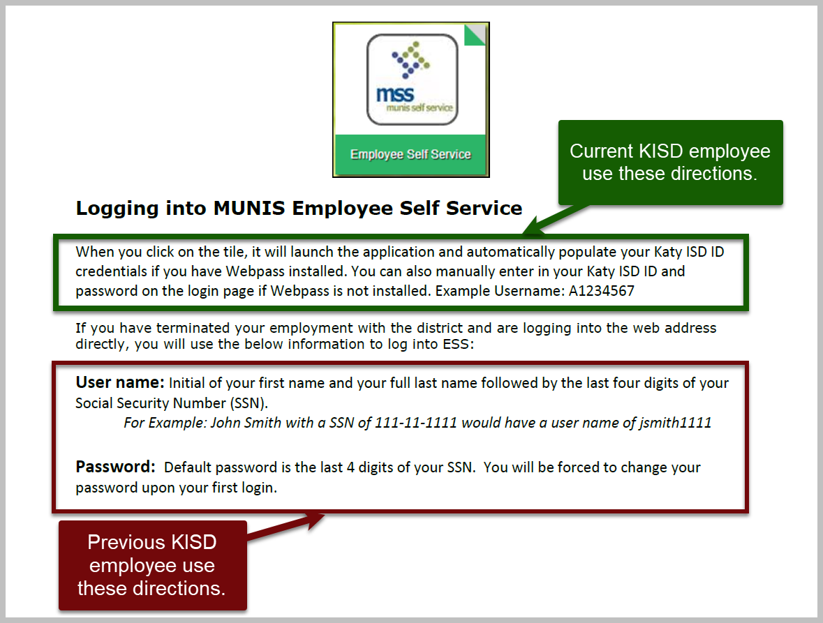 Logging into MUNIS Employee Self Service